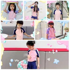 Traje de baño Jahu para niñas, traje de baño de nailon de dos piezas, color morado y rosa, para nadar, talla 32311 - Product Image 3