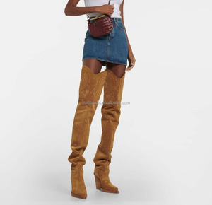 Bottes cuissardes sexy <span class=keywords><strong>en</strong></span> cuir de chèvre du Texas et <span class=keywords><strong>daim</strong></span> Holly Dakota pour femme, ornées de cristaux, au-dessus du genou - Product Image 5