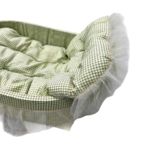 Lit ovale pour animaux de compagnie, 55x40cm, garnissage en fibre de polyester, pour chat, lit de sommeil profond quatre saisons avec garniture en tulle - Product Image 5