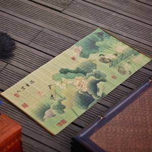Zen Lotus Flower Bamboo Table Runner Heat Resistant <b>Tea</b> Ceremony Mat Oriental Design For Kung Fu <b>Tea</b> <b>Set</b> Afternoon <b>Tea</b> Use - Product Image 2