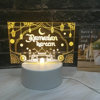 Lampe de nuit en cristal 3D Ramadan Kareem, lampe de bureau carrée en acrylique LED, design mosquée et lune, à intensité variable, changeant de couleur, décoration d'intérieur, Eid