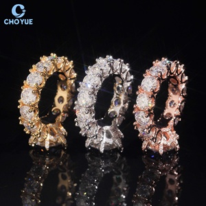 Gold Plated Moissanite Fully Band <b>Iced</b> Out Solid Sterling Silver 925 Hip Hop Jewelry VVS Moissanite Diamond Band <b>Ring</b> - Product Image 6