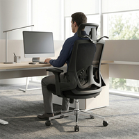 Chaise de bureau exécutive de haute qualité, réglable, luxueuse, avec accoudoirs en tissu, ergonomique, dossier pivotant en maille, soutien lombaire