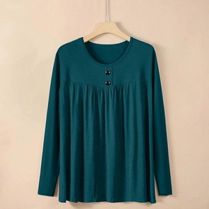 Plus Size Women Long Sleeve T-Shirt Round Neck Purple Soft Knit Top Spring Autumn <b>Base</b> <b>Layer</b> M 5XL - Product Image 4