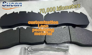 Plaquettes de frein à disque WVA29087 personnalisées en usine SUCAN pour camions européens Benz Volvo Scania MAN DAF <span class=keywords><strong>SAF</strong></span>, 70 000 kilomètres - Product Image 2