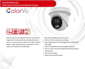 Caméra réseau IP tourelle Hik Original DS-<span class=keywords><strong>2CD2347G2</strong></span>-<span class=keywords><strong>LU</strong></span> 4MP ColorVu AcuSense avec microphone intégré PoE, couleur nocturne complète, noir, 2,8 mm - Product Image 5