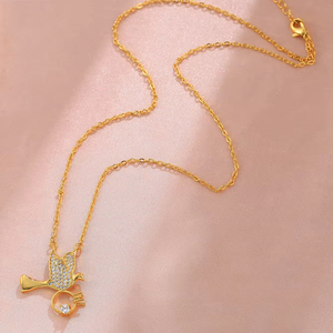 Collana a catena singola da donna <span class=keywords><strong>24k</strong></span> con ciondolo in zircone bianco alla moda VANFI - Product Image 3