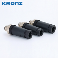Connecteur circulaire mâle IP67 KRONZ M12 à 4 broches codées A - Prise plastique à fixation sur site avec borne à vis, droite ou à angle droit