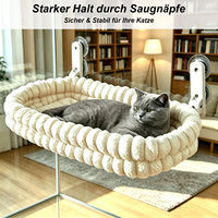 Hamac pour chat en maille pelucheuse double face, lit suspendu pour fenêtre, balcon, ventouse, nid pour chat, pour animaux de compagnie