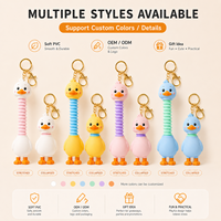 Porte-clés canard extensible personnalisé, jouet anti-stress, jouet sensoriel en PVC souple, porte-clés animal télescopique, jouet sensoriel à tirer et à rebondir