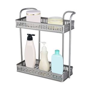 Estante de almacenamiento de cocina para baño, 2 niveles, de aluminio, sin perforación, proveedor de China - Product Image 1