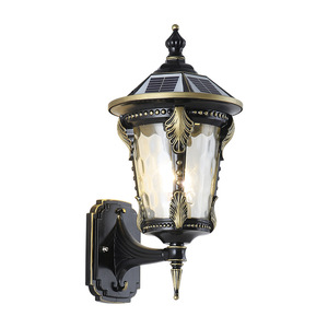 Lampe solaire LED murale extérieure super lumineuse en alliage d'aluminium avec diffuseur en verre trempé, lumière blanc chaud 3500K, étanche - Product Image 1