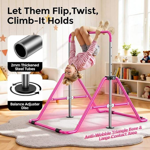 Barra Horizontal de Altura Ajustable para Niños, Mini Barra de Gimnasia para Entrenamiento Infantil en Casa, Barra de Kip para Ejercicios de Fitness - Product Image 2