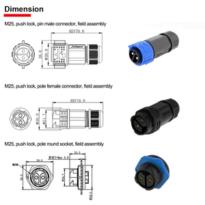 Jnicon M19 20A Max Không Thấm Nước IP67 Dây Cáp Nối Đẩy Khóa Điện 2-22 Pin Tín Hiệu Điện Kết Nối Gắn Kết Bảng Điều Khiển Ổ Cắm - Product Image 2
