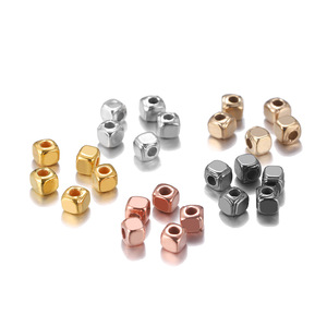 Square Metal Beads Cube <b>Spacer</b> For Jewelry Making Plated Loose Beads 6mm Silver Gold Rose Gold Black - Product Image 2