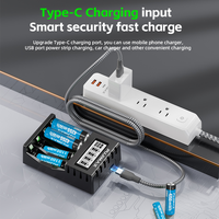 Chargeur intelligent USB Type-C multi-prises PUJIMAX pour batteries Li-Ion 1,5 V, chargeur de batterie USB pour pack de batteries au lithium AA AAA