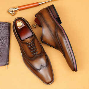 Chaussures Oxford en cuir à bout pointu pour homme - Tige en cuir véritable trois pièces 2025 - Formelle de bureau - Construction norvégienne à couture anglaise - Product Image 3
