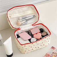 Mini trousse de maquillage et de bijoux pour femme en forme de cœur rouge, mignonne, en polyester doux, avec fermeture à glissière, organiseur PURDORED