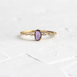 Anillos de Boda de Moda con Forma de Huevo, Zirconia Púrpura, Diamante de Color Fantasía, Plata de Ley S925, Anillo de Regalo de Boda para Mujer - Product Image 1