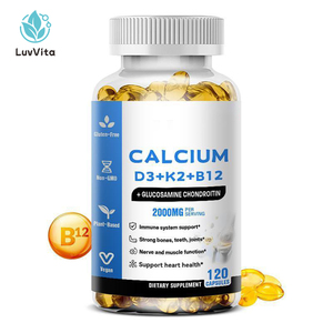 Cápsulas Multivitamínicas LUVVITA con Calcio <span class=keywords><strong>D3</strong></span>+<span class=keywords><strong>K2</strong></span>+B12 para Adolescentes, Adultos y Recién Nacidos - 60 Cápsulas que Favorecen la Salud de Huesos, Músculos y Nervios - Product Image 1