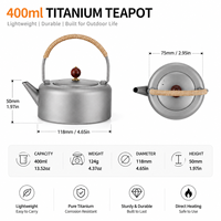 Bouilloire en titane ultralégère 96g 400ml, ensemble de cuisine portable pour la randonnée en plein air, théière, équipement de camping, cafetière