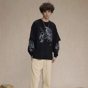 Nouveau Hip Hop surdimensionné Crewneck personnalisé Sweat-shirt lourd à manches longues à double couche pour hommes - Product Image 5