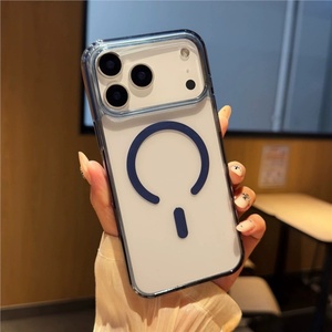 เคสโทรศัพท์มือถืออะคริลิกใสแบบแม่เหล็กสำหรับ iPhone 16 15 14 13 Air, เคสสำหรับ iPhone 17 Pro Max สีส้ม รองรับการชาร์จไร้สาย - Product Image 5