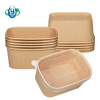 Bols carrés jetables, compostables, biodégradables, recyclables en papier kraft robuste pour sushis, salades, lait, collations (chaud/froid) personnalisables