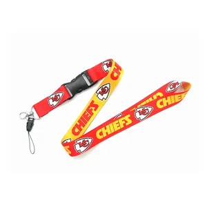 Hot NFL 32Team Chiefs Lanyard para insignias de identificación Estilo de conducción Breakaway y llavero Lanyard