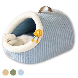 Caverne fermée et tapis pour <span class=keywords><strong>chat</strong></span> 2 en 1, maison couverte et <span class=keywords><strong>cabane</strong></span> pour animaux de compagnie avec <span class=keywords><strong>coussin</strong></span> amovible pour petits chiens et chats - Product Image 1