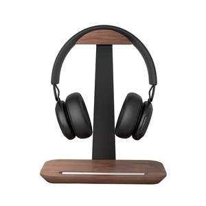 Runwood Fashion Classic Soporte para auriculares de madera Escritorio para el hogar Columpio Auriculares para juegos de escritorio Estante de almacenamiento de doble capa - Product Image 1