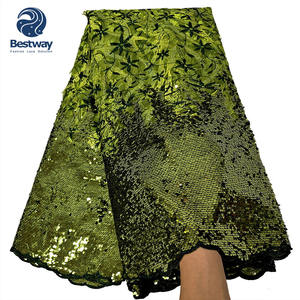 Bestway tul africano lentejuelas doradas bordado red nupcial tela de encaje francés - Product Image 6