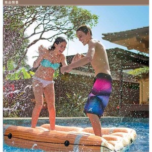 Inflatable Wooden Double Floating Bed Brown 180x150 Pvc Adult Pool Float Raft - Product Image 1