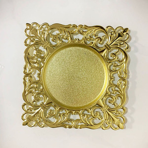 Wholesale Wedding Decorative Underplates 13in Gold Silver <strong>Square</strong> Plastic Charger <strong>Plates</strong> for Table <strong>Setting</strong> - Product Image 5