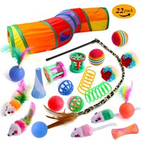 Juego de Juguetes Coloridos de Dibujos Animados para Gatos y Perros, Juguetes Interactivos Plegables de Poliéster para Ejercicio en Interiores y Alivio de la Ansiedad