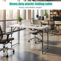Tables pliantes en plastique portables de 4 pieds, 5 pieds, 6 pieds avec poignée, aucun assemblage requis, se plient pour un rangement peu encombrant