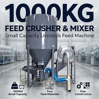 Nouvelle Broyeuse-Mélangeuse d'Aliments Sans Poussière, Capacité 1000 kg, Acier Inoxydable 304, Machine à Mélanger et Broyer les Aliments pour Bétail et Volailles