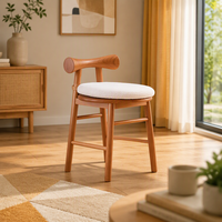 Chaise en bois massif MULIGNA à hauteur personnalisable pour restaurant, hôtel, avec coussin épais, siège confortable, tabouret de bar, chaise de salle à manger, chaise de maquillage