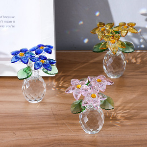 Crystal Flowers <b>Vase</b> Set Colorful Glass Art Decor Modern Home Ornament Living Room Decoration - Product Image 4