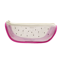 Trousse à crayons créative en PVC transparent, motif mignon pastèque, orange, kiwi, sac à stylos en gelée avec fermeture éclair pour l'école et le bureau