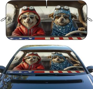 Parasol Plegable Universal para Parabrisas de Coche, con Diseño de Perros de Lujo, Impresión Digital en Fibra de Poliéster, Bloquea los Rayos UV - Product Image 1