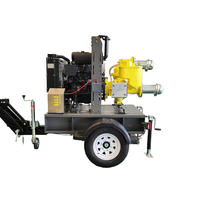 Pompe à eau diesel 3 pouces 80 mm haute pression à châssis ouvert, moteur Ricardo, pour lutte contre l'incendie, débit 60 m³/h, hauteur de refoulement 100 m