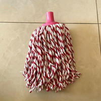 Tête de balai serpillère en fil de coton rouge et blanc torsadé, tête de rechange pour balai à vis, recharge pour nettoyage de sol domestique et commercial