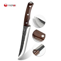 Couteau à désosser en acier forgé à haute teneur en carbone, fait à la main, pour la chasse fixe, couteau à désosser de boucher avec gaine en cuir