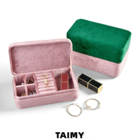 Boîte à bijoux rectangulaire en velours, nouvelle collection, personnalisable avec logo, étui de rangement portable pour boucles d'oreilles, bagues, colliers, emballage cadeau, vente en gros