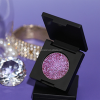 Palette de fards à paupières mono vegan noir en gros, logo personnalisé, fard à paupières à haute pigmentation, fard à paupières métallique scintillant, marque privée