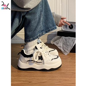 Zapatillas Deportivas de Mujer Estilo Coreano Retro Americano, Antideslizantes, con Suela Gruesa, Parte Superior de Cuero Sintético, Cierre de Cordones Delanteros - Product Image 6