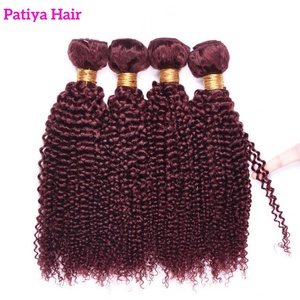 MOQ 1 pièce, Mèches de cheveux humains indiens bouclés couleur 99J Rouge Bourgogne, Grade 12A, Cuticules alignées, Boucles profondes indiennes - Product Image 2