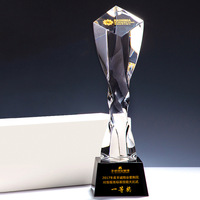 Trophées et Médailles en Verre Haut de Gamme Personnalisables avec Logo Gravé, Écologiques, en Cristal Torsadé, pour Récompenses d'Entreprise