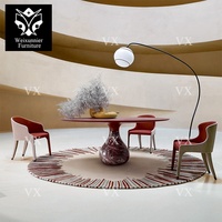 Ensemble de salle à manger 10 places au design nordique moderne avec grand dessus en marbre table et chaises rondes en bois massif de Guangzhou